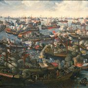 Picture Of Ships At The Battle Of Lepanto In 1571
